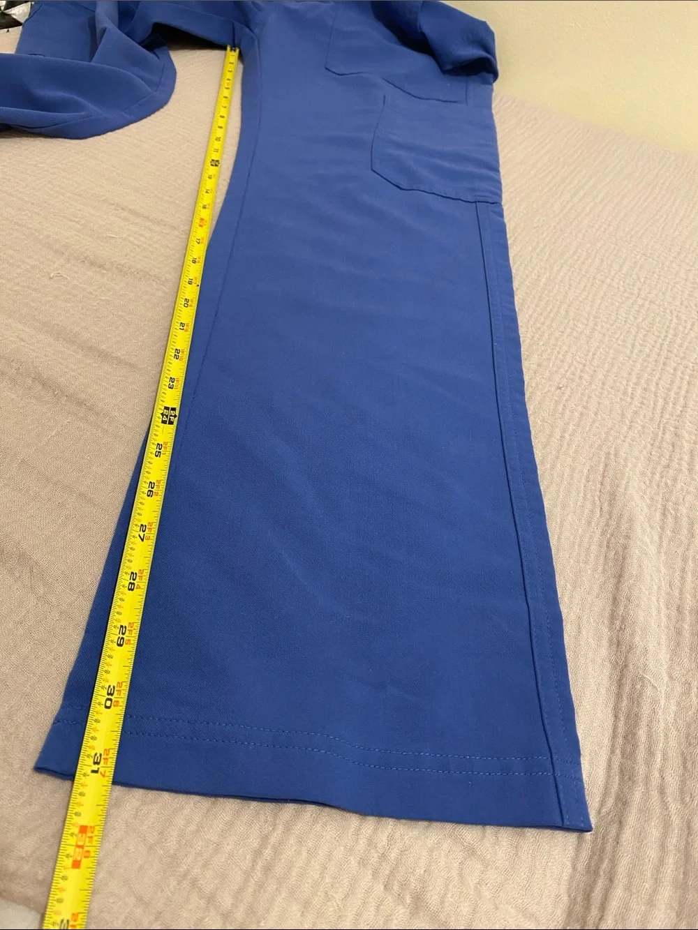 Figs Men's Royal Blue Cargo Pants with Teal Drawstring. Size M